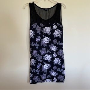 size L floral bodycon dress w mesh top detail